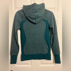 Lululemon Scuba Hoodie Women's Green Striped Full Zip Jacket Size 2